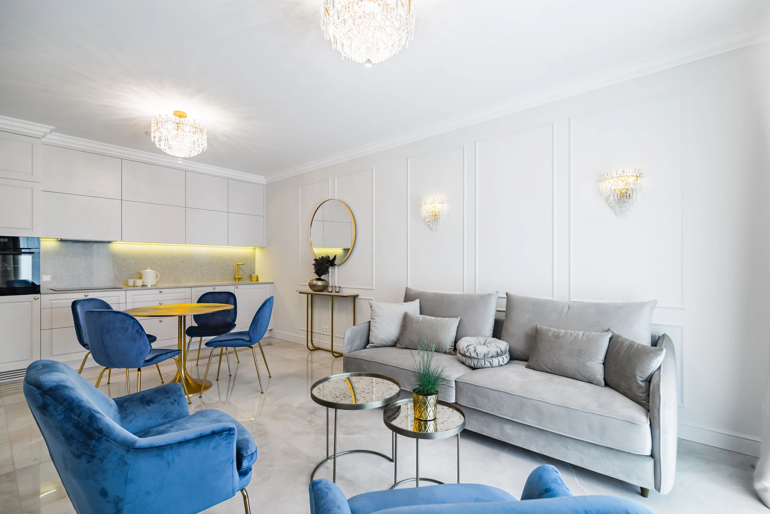 Bright open-plan living space with connected kitchen and living room