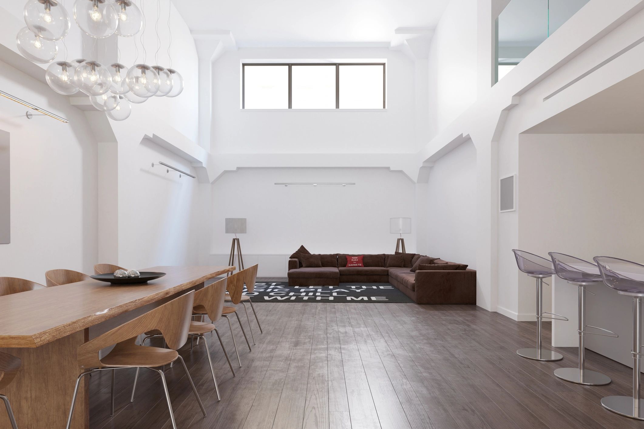 Modern open-plan living and dining area with contemporary finishes